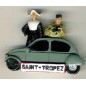 Magnet résine Saint Tropez gendarme AVEC 2 CV