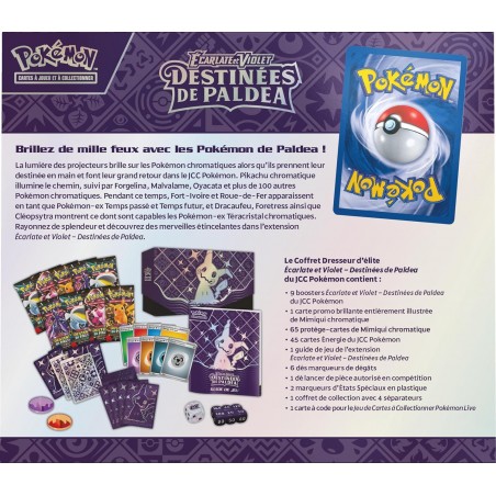 Pokémon : Coffret Dresseur d’élite Écarlate et Violet – Destinées de Paldea (9 boosters, 1 Carte Promo Brillante