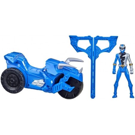 Power rangers bleu moto et figurine