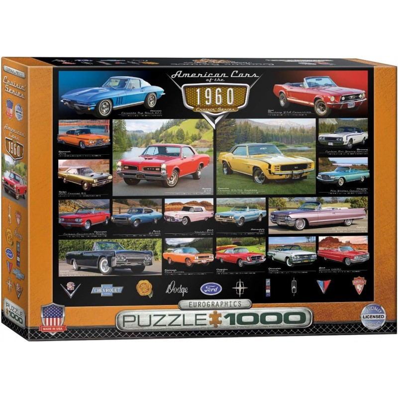 Puzzle 1000 piéces voitures américaines des années 1960