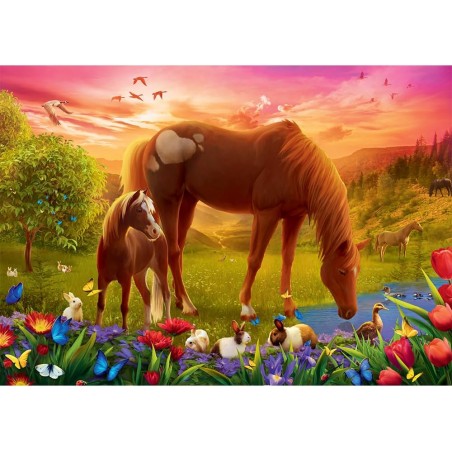 Puzzle 500 piéces cheval et poulain