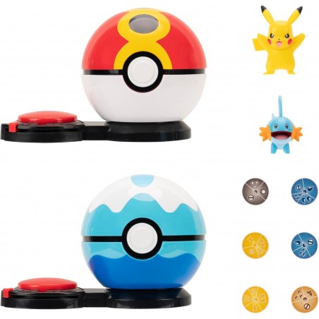 Poké Ball Attaque Surprise Pikachu vs Gobou - Jeu Combat - 2 Poké Balls avec Leur Pokémon