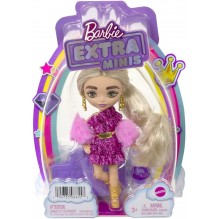 Barbie Poupée Extra Mini avec Robe à Paillettes et Mitaines en Fourrure