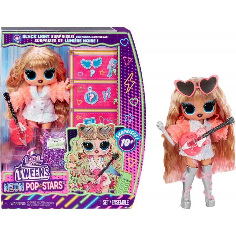 LOL Surprise Tweens neon Thea Stars- Poupée Mannequin L.O.L. Surprise!Pop Stars  - Avec Plus de 10 Surprises