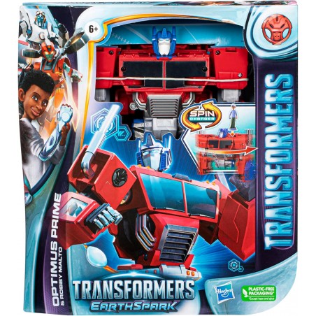 Figurine Spin Changer Optimus Prime de 20 cm avec Figurine Robby Malto de 5 cm