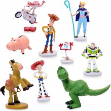 Coffret de 9 Figurines Toy story, Woody, Buzz l'Éclair, Jessie, La Bergère, Fourchette, Duke Caboom, Bayonne, Rex et Pile-Poil