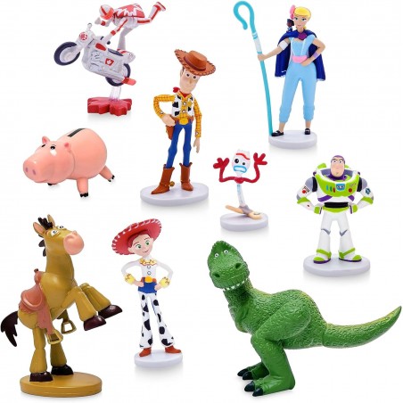 Coffret de 9 Figurines Toy story, Woody, Buzz l'Éclair, Jessie, La Bergère, Fourchette, Duke Caboom, Bayonne, Rex et Pile-Poil