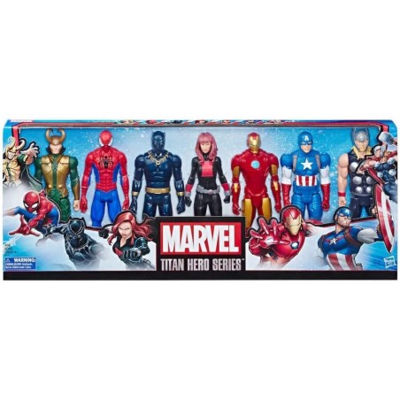 Coffret Marvel Titan Hero, Captain America, Black Panther, Loki, Thor, Iron Man, Spider-Man et Black Widow