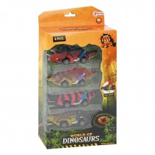 Coffret 4 voitures Dinosaures