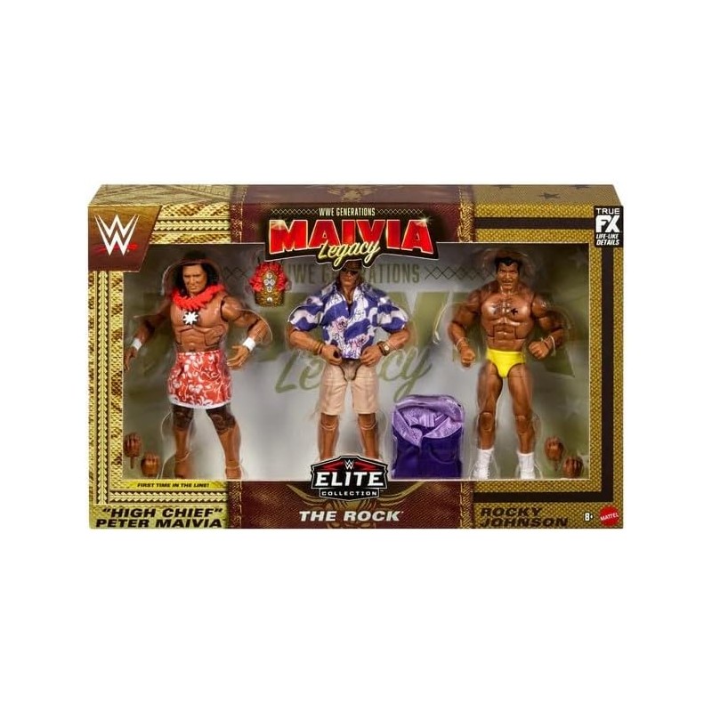 WWE Generation Maivia Legacy Elite Collection The Rock Lot de 3 figurines