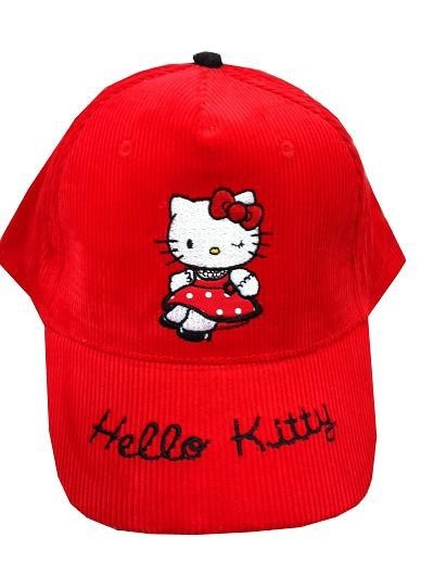 CASQUETTE HELLO  KITTY  velours rouge 